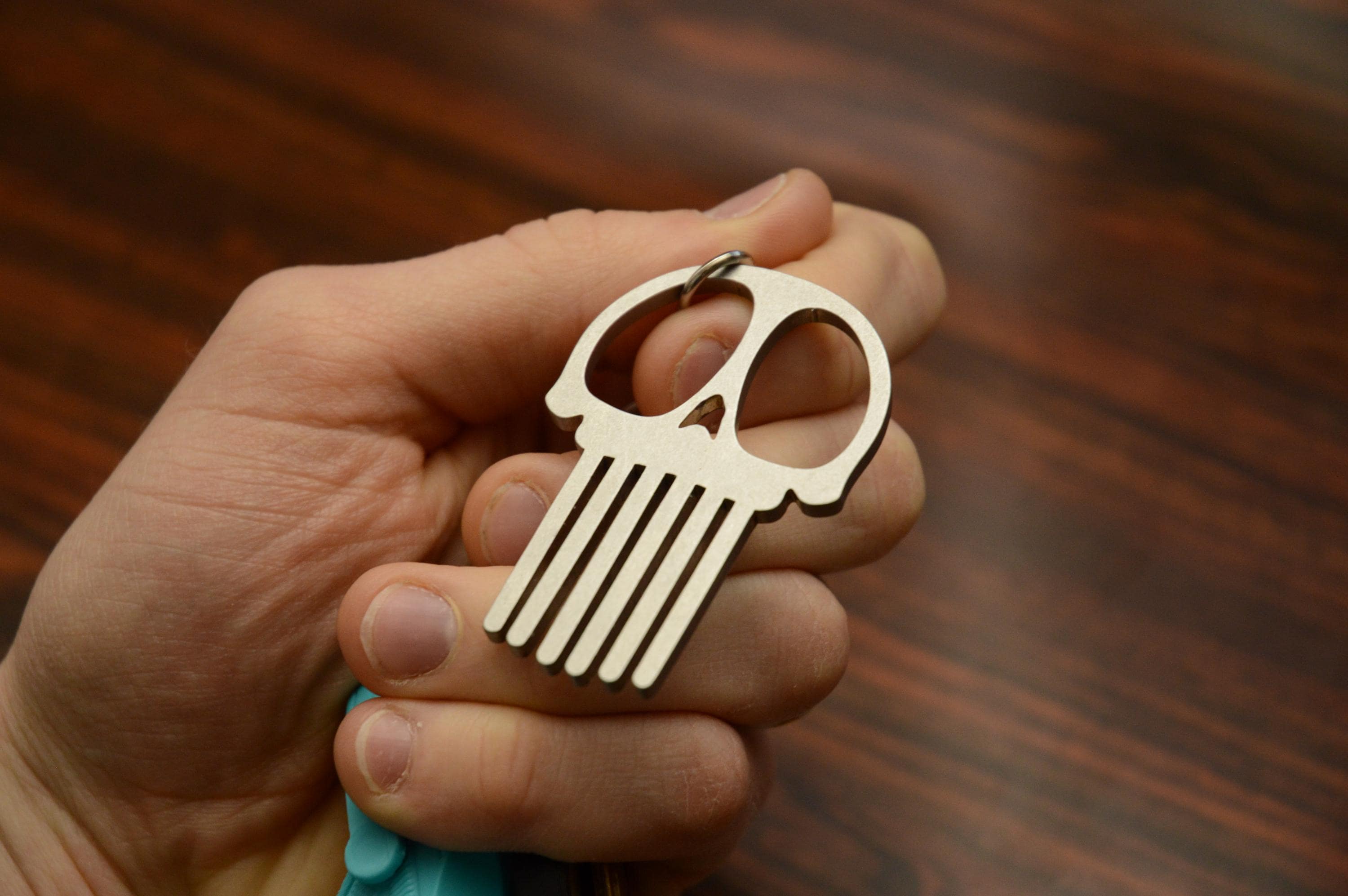 Stainless Steel Kawaii Skull Comb: Beard Comb Keychain Fidget Charm