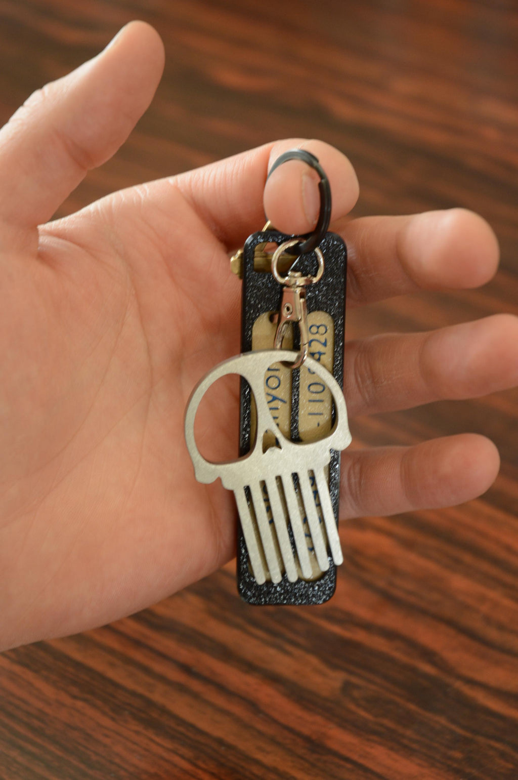 Stainless Steel Kawaii Skull Comb: Beard Comb Keychain Fidget Charm