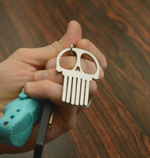 Stainless Steel Kawaii Skull Comb: Beard Comb Keychain Fidget Charm